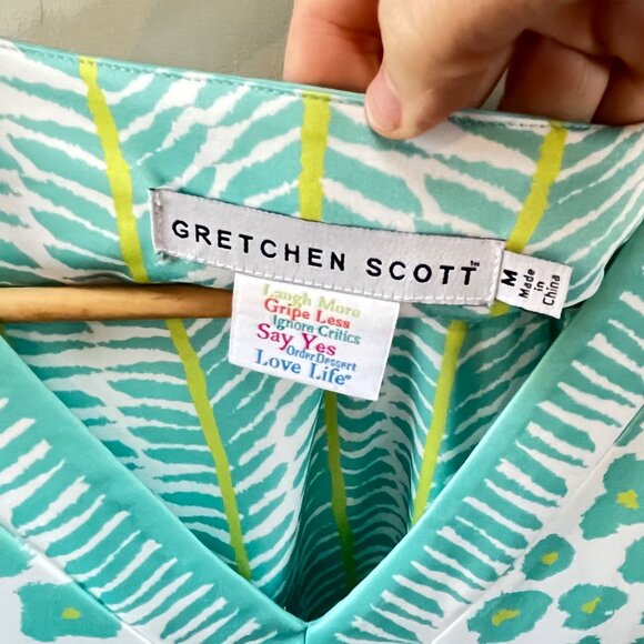 Gretchen Scott Wildcat Jersey Bordertown Dress in Teal and Cream- Size M‎ - Picture 6 of 6